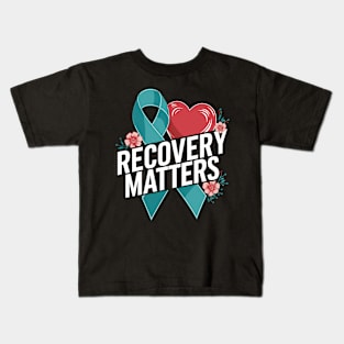Addiction Awareness Ribbon National Recovery Month Retro Kids T-Shirt